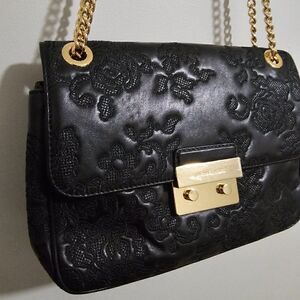 NWT MICHAEL KORS GENUINE LEATHER SLOAN GOLD CHAIN STRAP CONVERTIBLE BAG MEDIUM